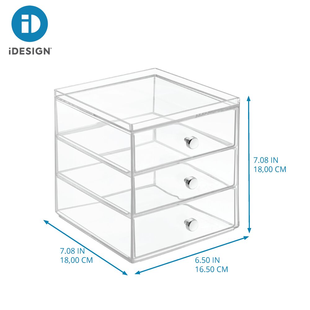 IDESIGN Drawers - 3 Drawer Slim Vanity Organizer in Clear 37060