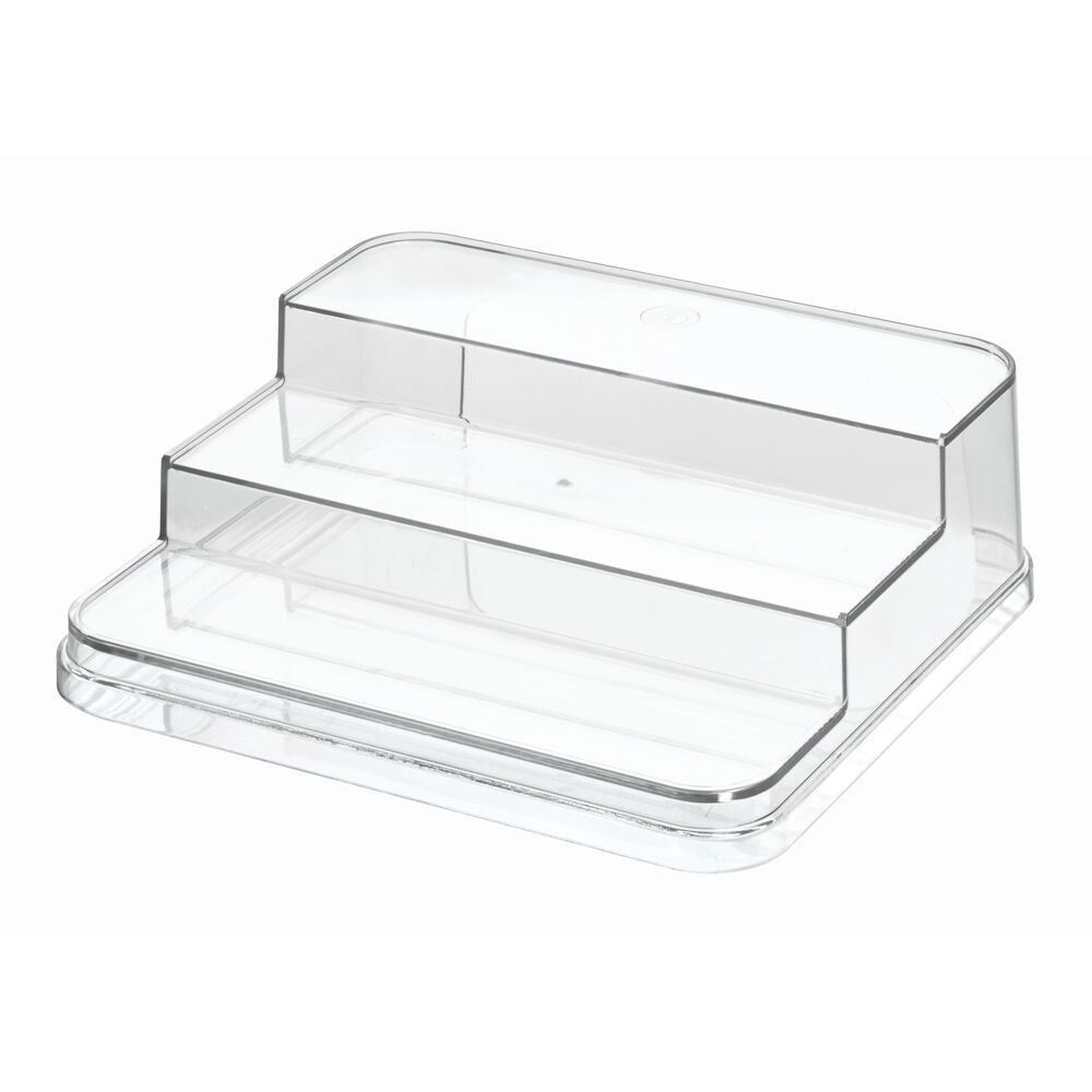 iDesign Crisp Plastic Stadium Spice Rack, 3-Tier Organizer, Clear