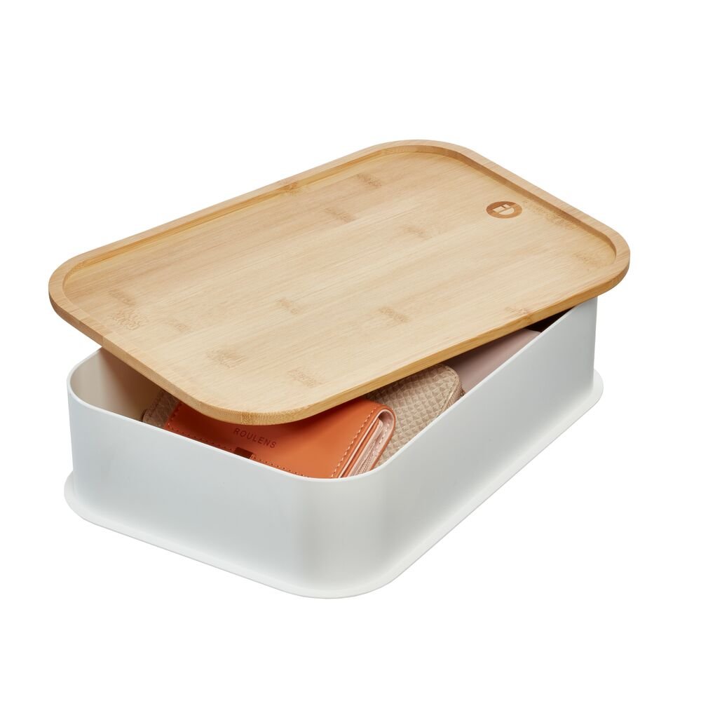 iDesign Eco Divided Food Storage Containers Made from Recycled Plastic with Lids in Coconut